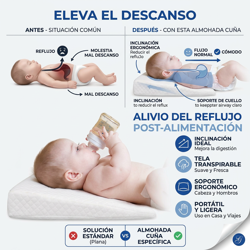 Almohada Bebé Antireflujo Colecho | Sueño Seguro y Cómodo