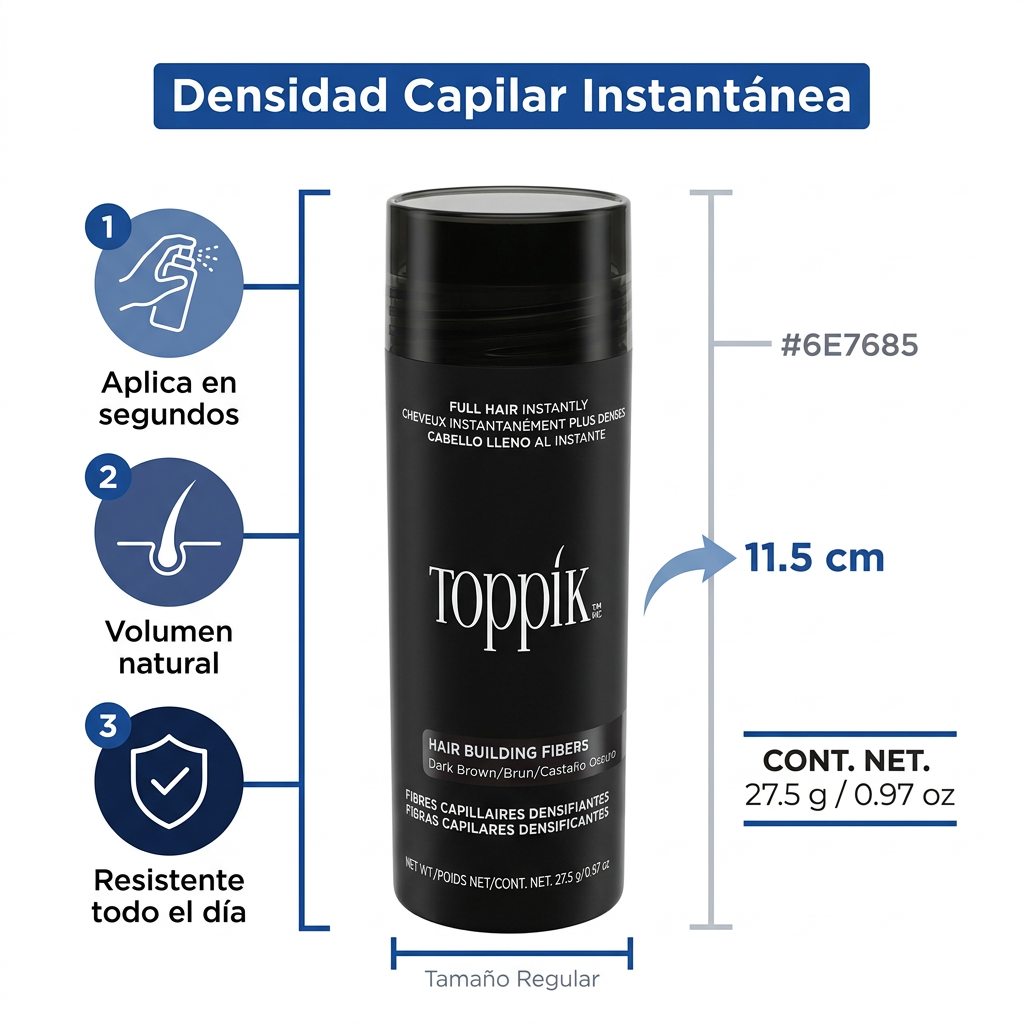 Toppik Fibras Capilares Negro 27.5g | Densidad Capilar Instant