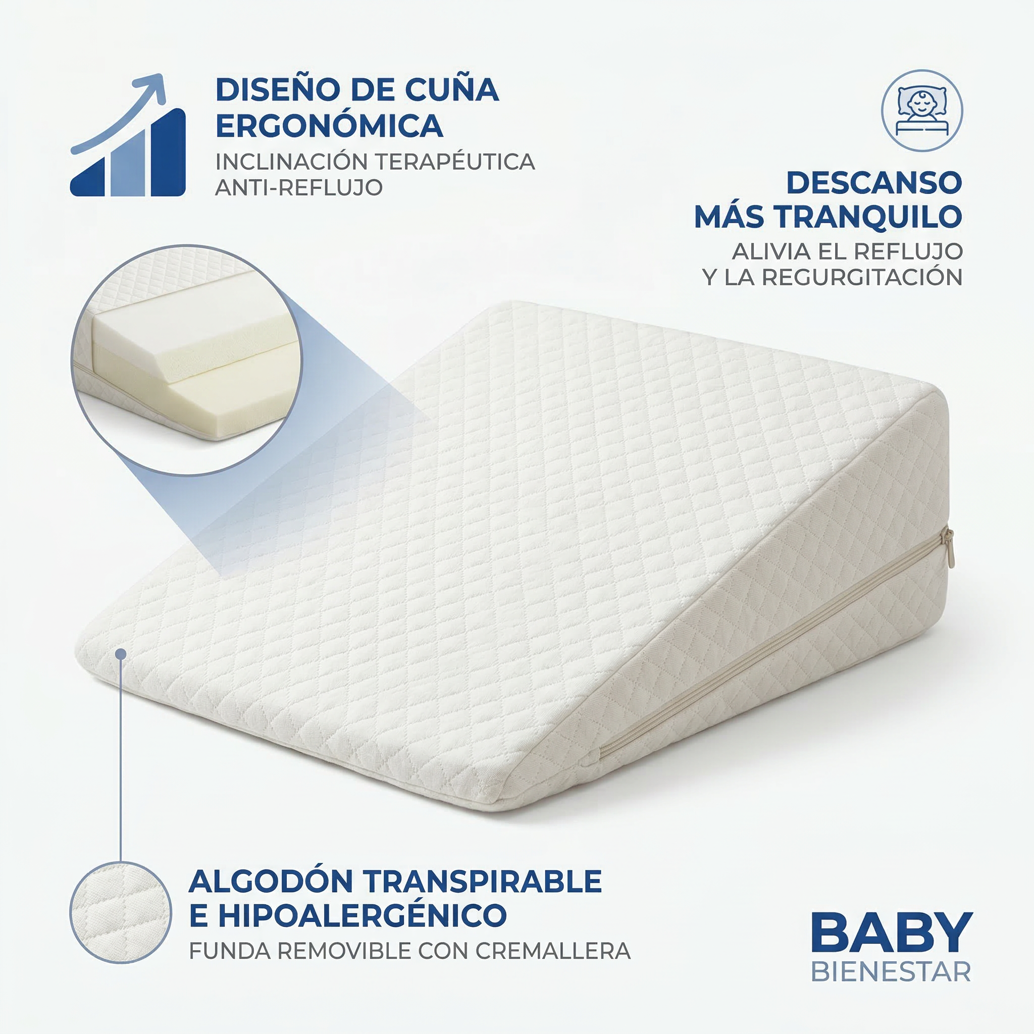 Almohada Bebé Antireflujo Colecho | Sueño Seguro y Cómodo