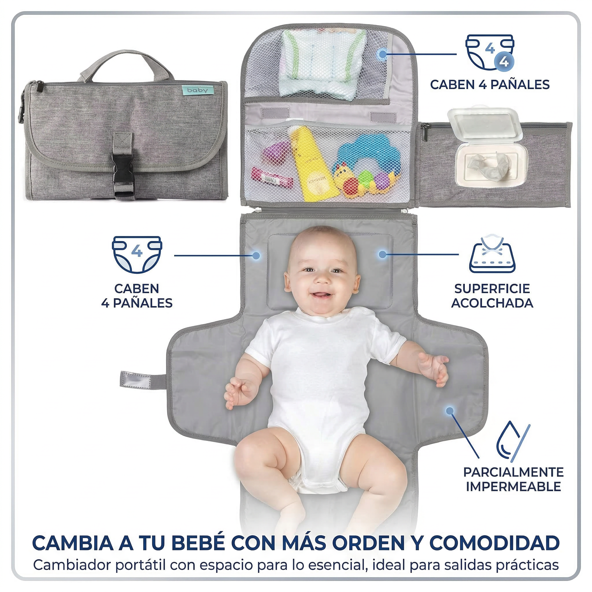 Cambiador Portátil para Bebé | Practicidad en Viajes y Salidas