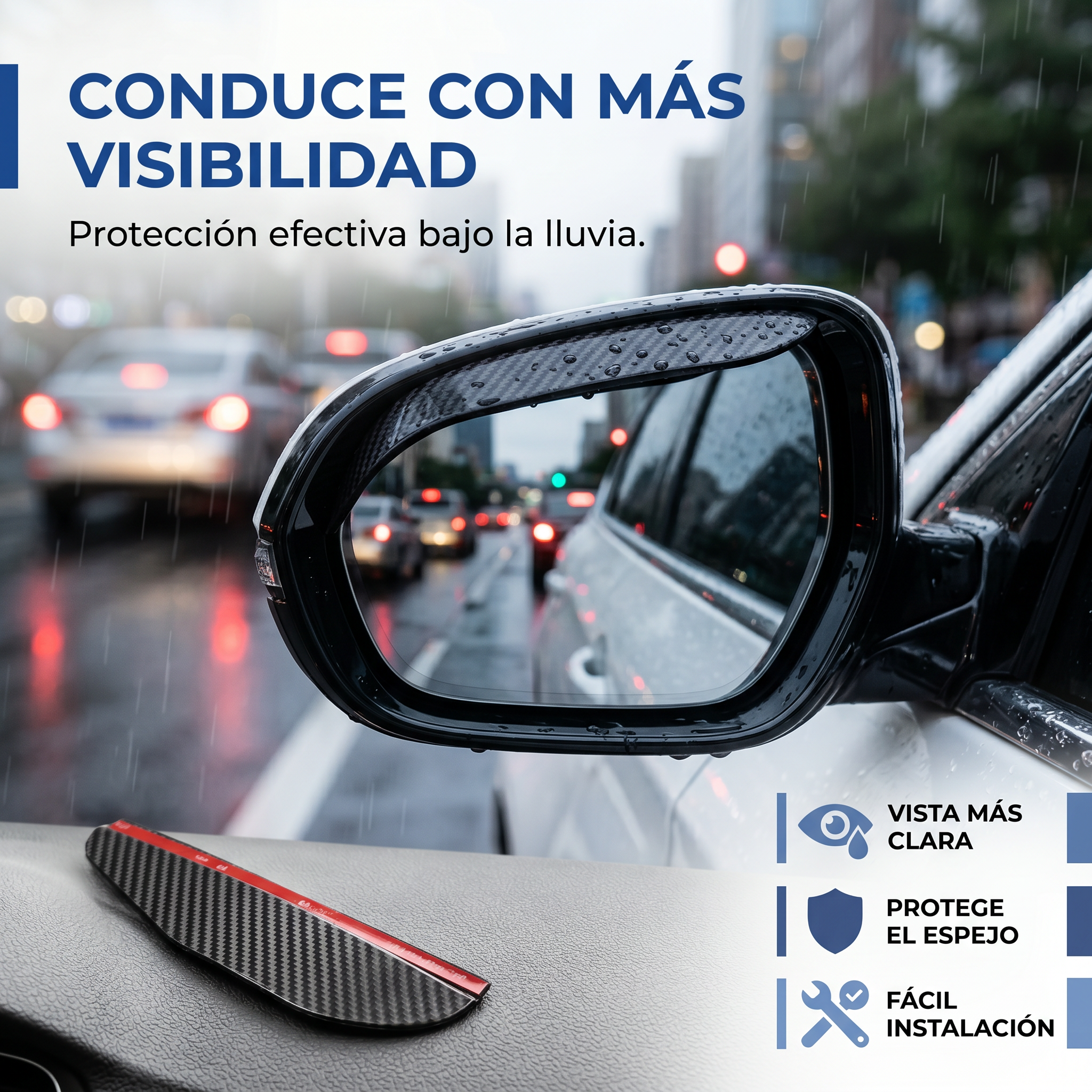 Protector Lluvia Espejos Carro | Visibilidad Clara en Lluvia