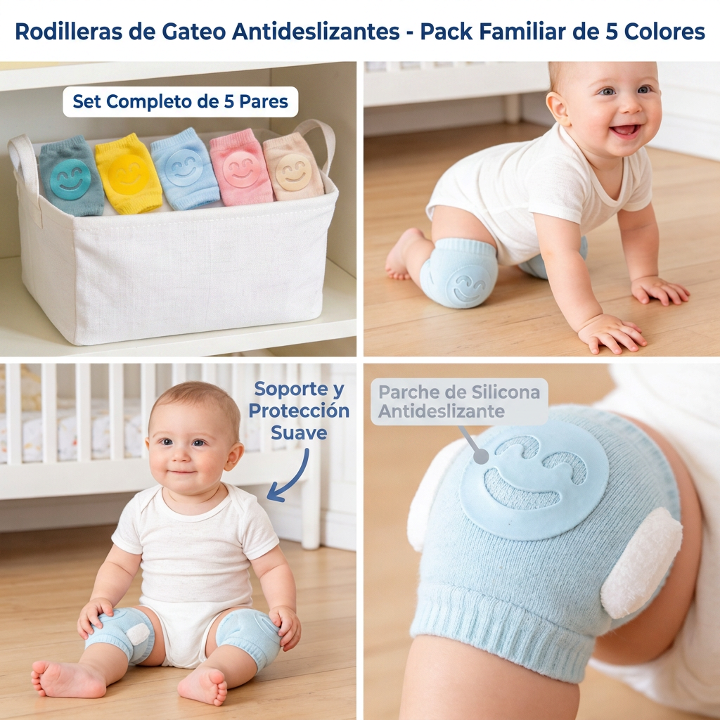Rodilleras Acolchadas Antideslizantes para Bebé | Protección Gateo