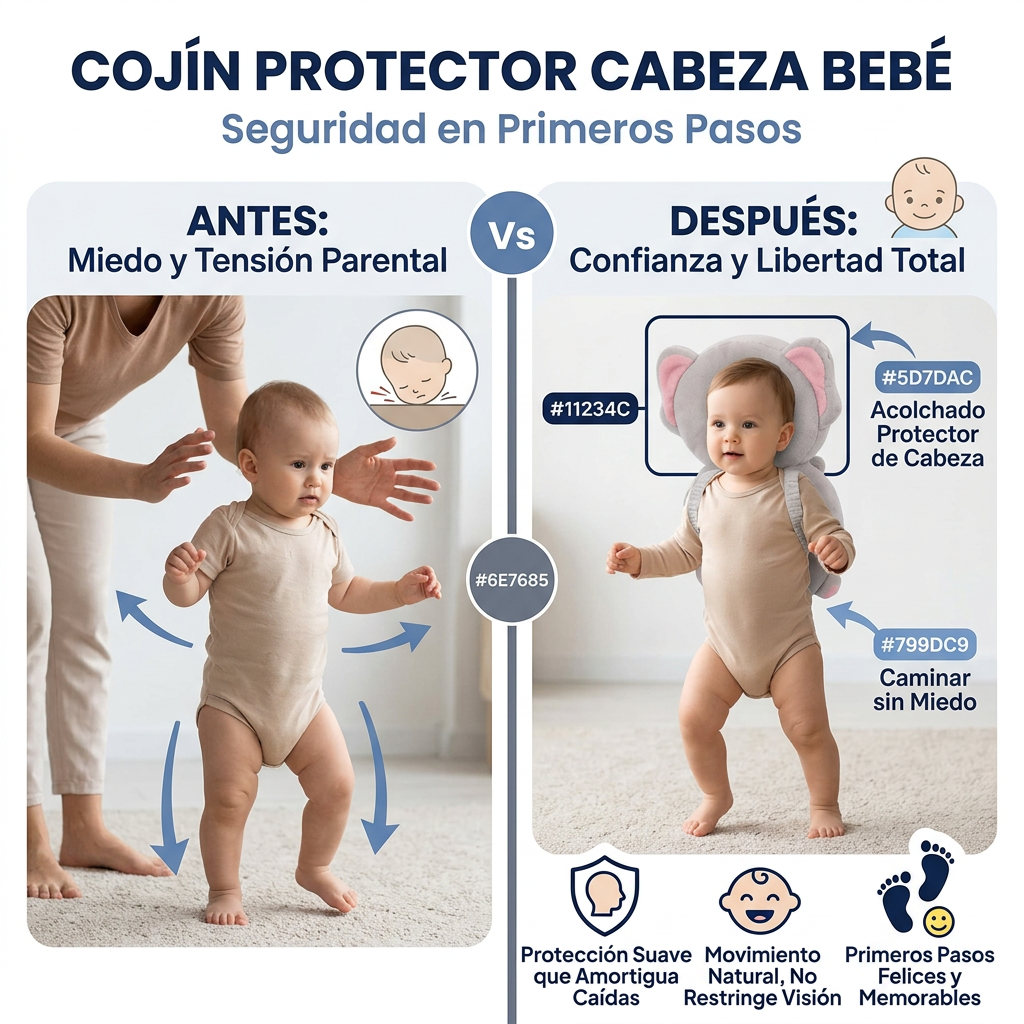 Cojín Protección Cabeza Bebé | Seguridad en Primeros Pasos