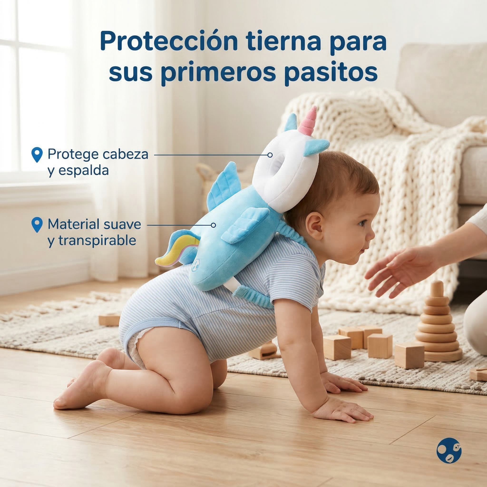 Cojín Protección Cabeza Bebé | Seguridad en Primeros Pasos