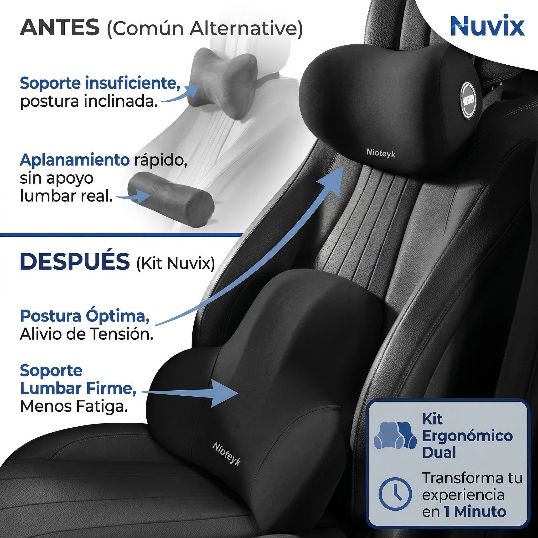 Kit Soporte Lumbar Carro + Oficina | Comodidad Completa