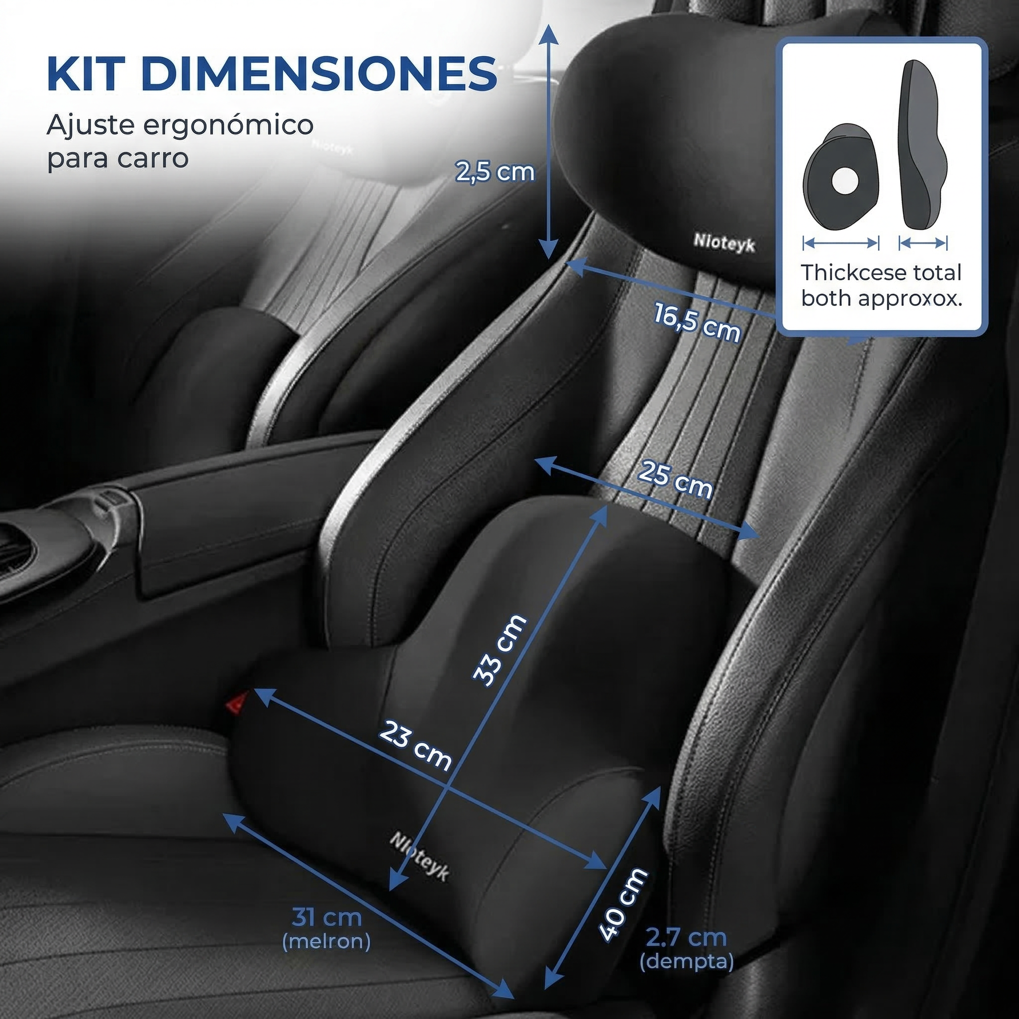 Kit Soporte Lumbar Carro + Oficina | Comodidad Completa