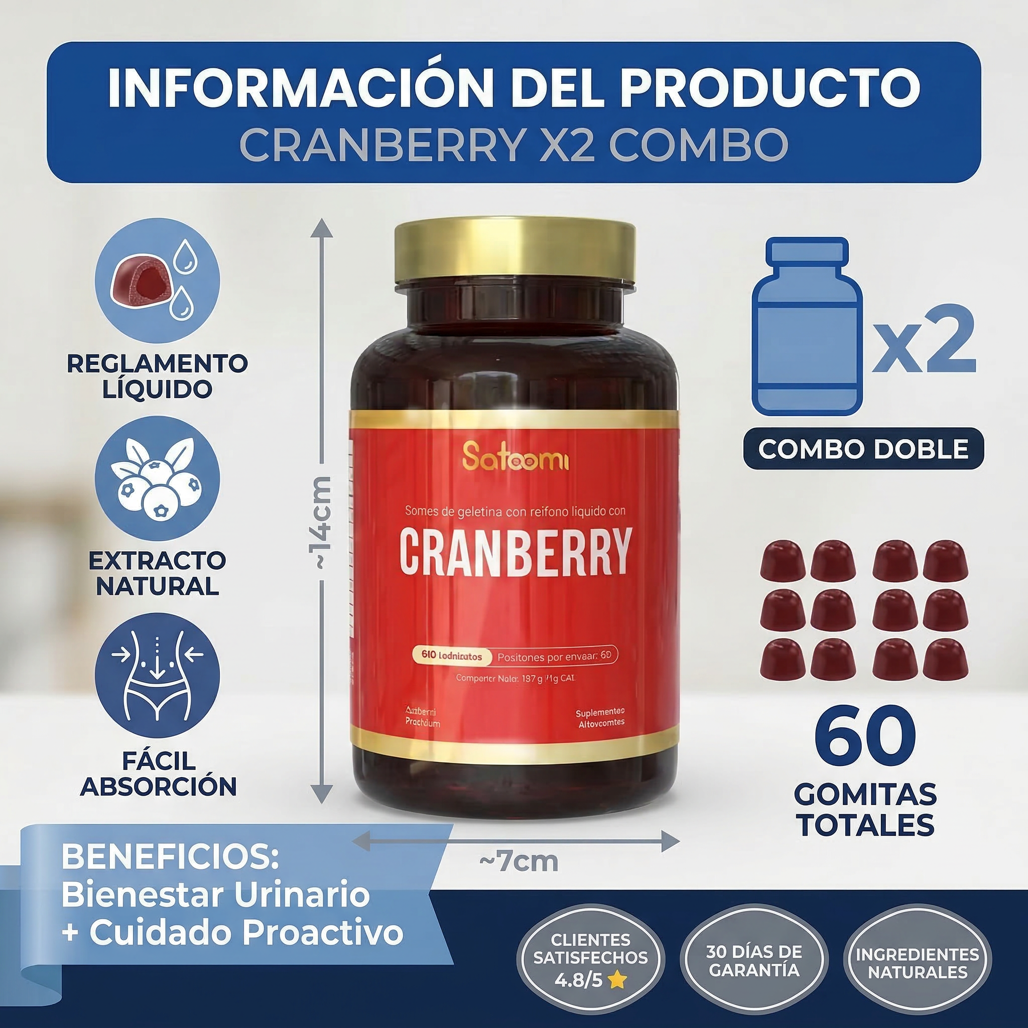 X2 Cranberry Combo | Salud Urinaria y Antioxidantes Naturales