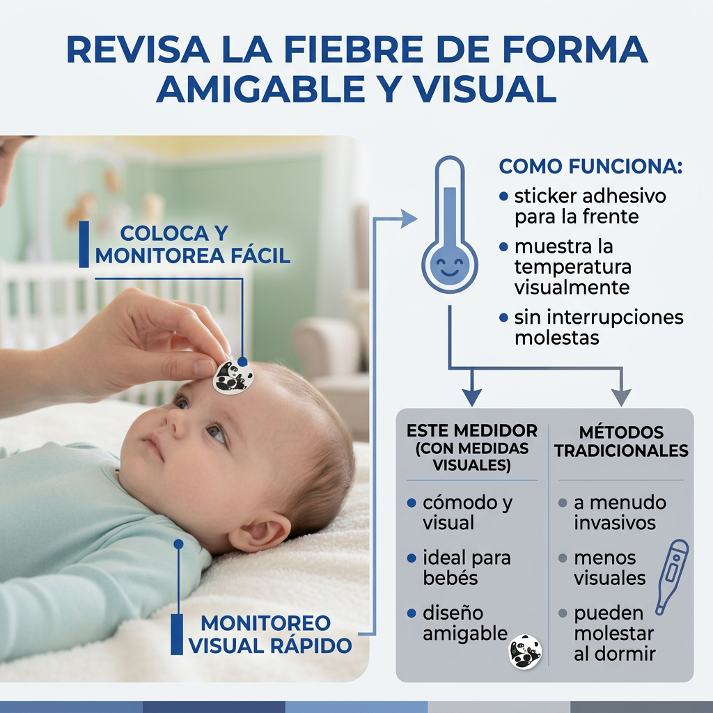 Medidor Fiebre Niños Bebés Sticker | Temperatura Rápida Segura