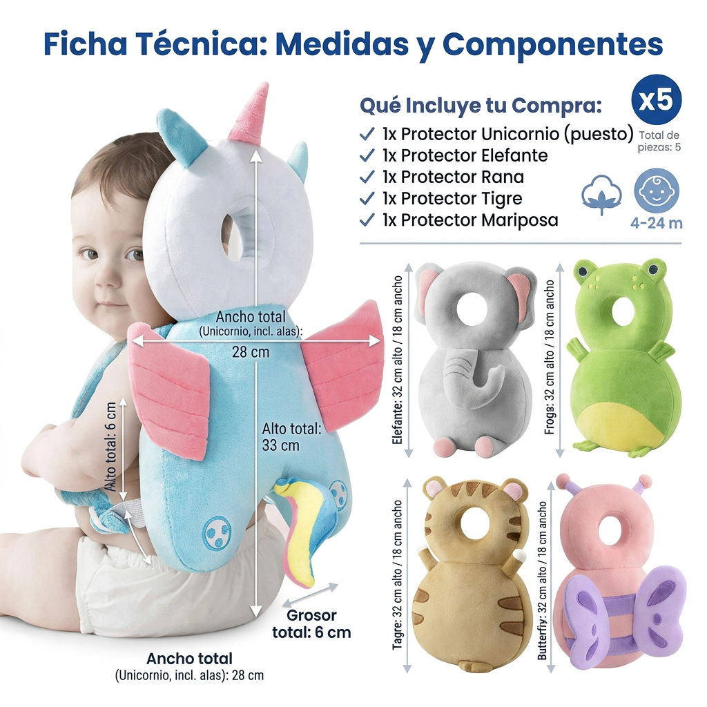 Cojín Protección Cabeza Bebé | Seguridad en Primeros Pasos