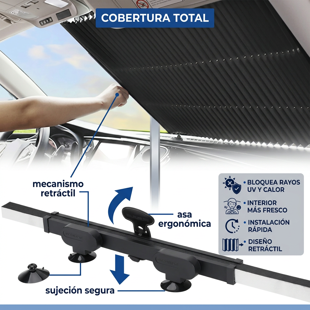 Parasol Retráctil para Carro | Protección Solar y Frescura