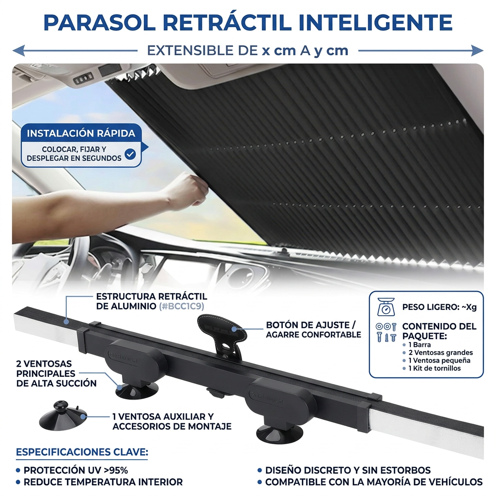 Parasol Retráctil para Carro | Protección Solar y Frescura