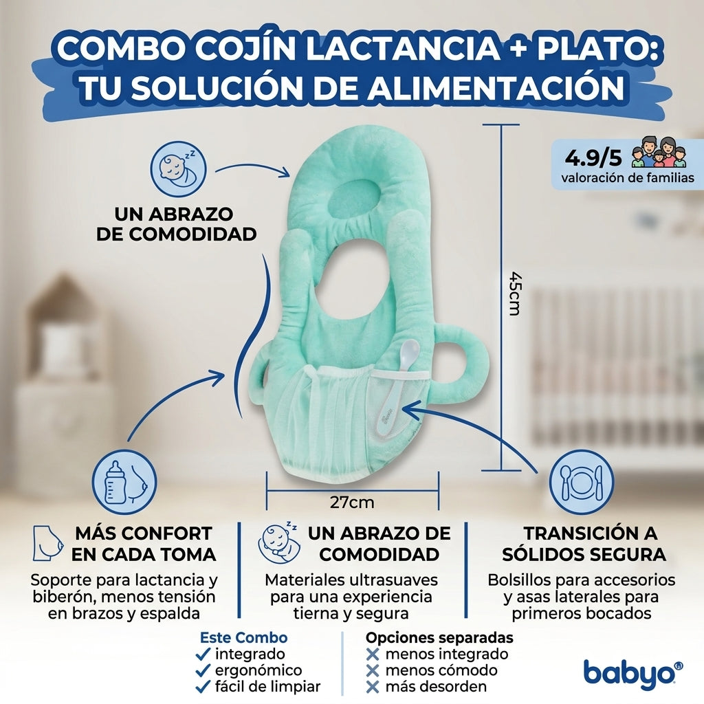 Combo Cojín Lactancia + Plato | Comodidad y Practicidad
