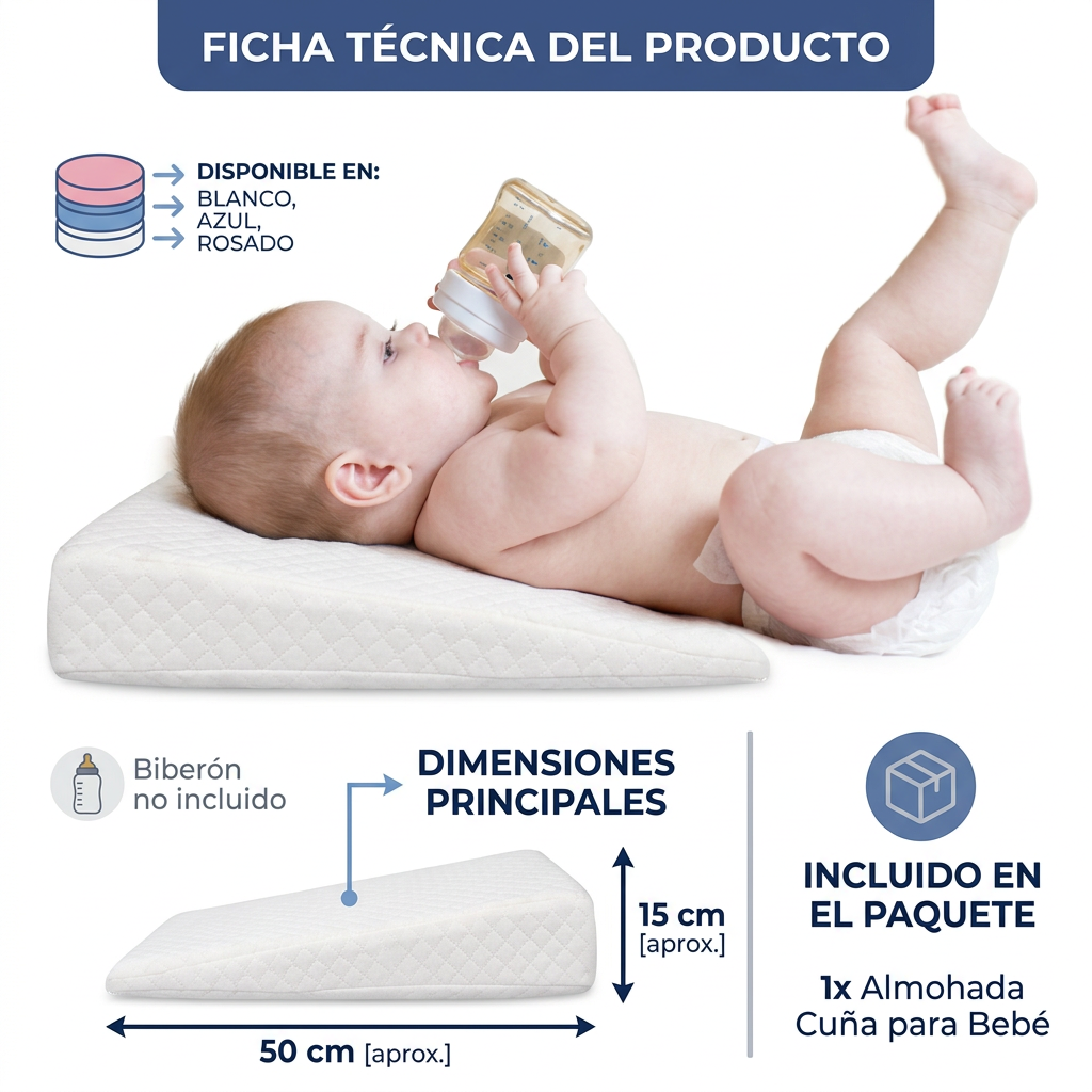 Almohada Bebé Antireflujo Colecho | Sueño Seguro y Cómodo