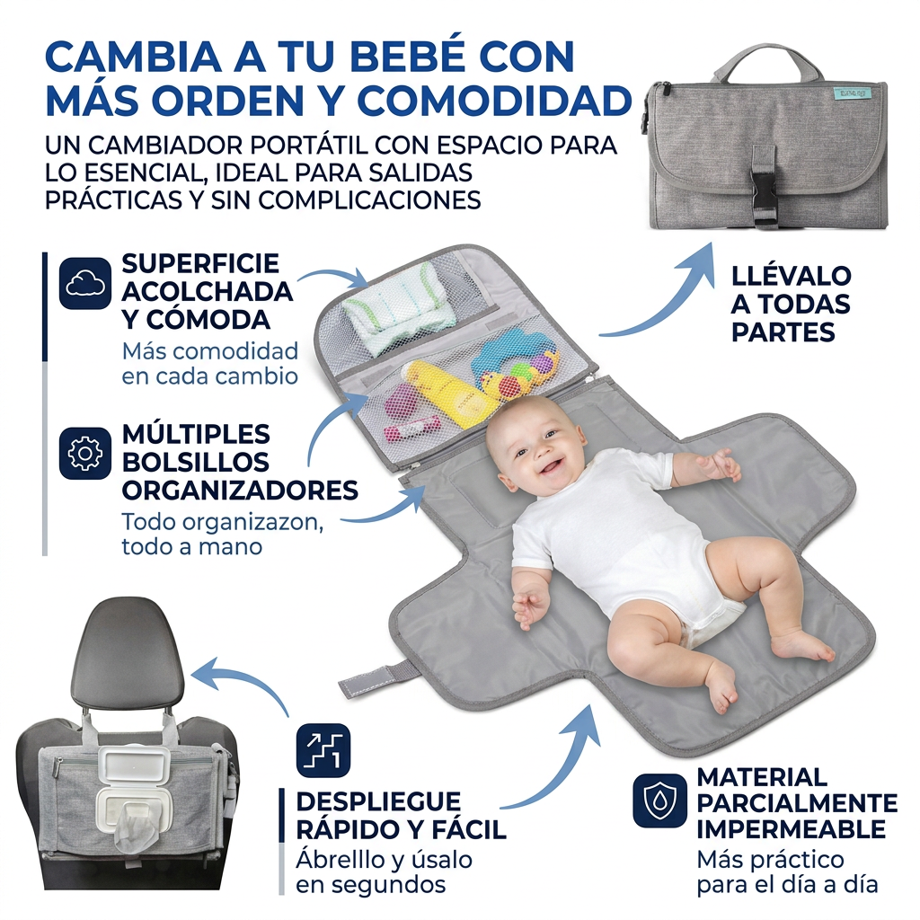 Cambiador Portátil para Bebé | Practicidad en Viajes y Salidas