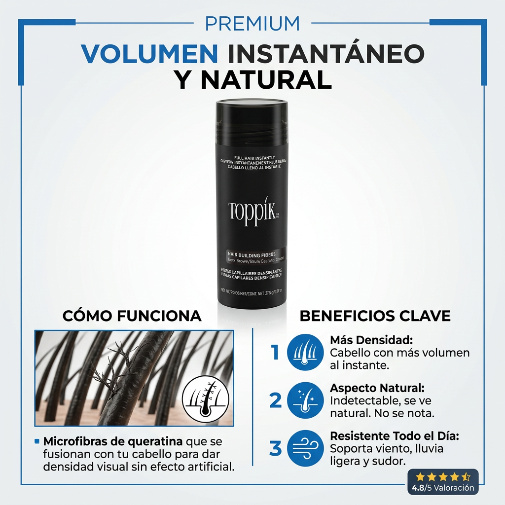 Toppik Fibras Capilares Negro 27.5g | Densidad Capilar Instant