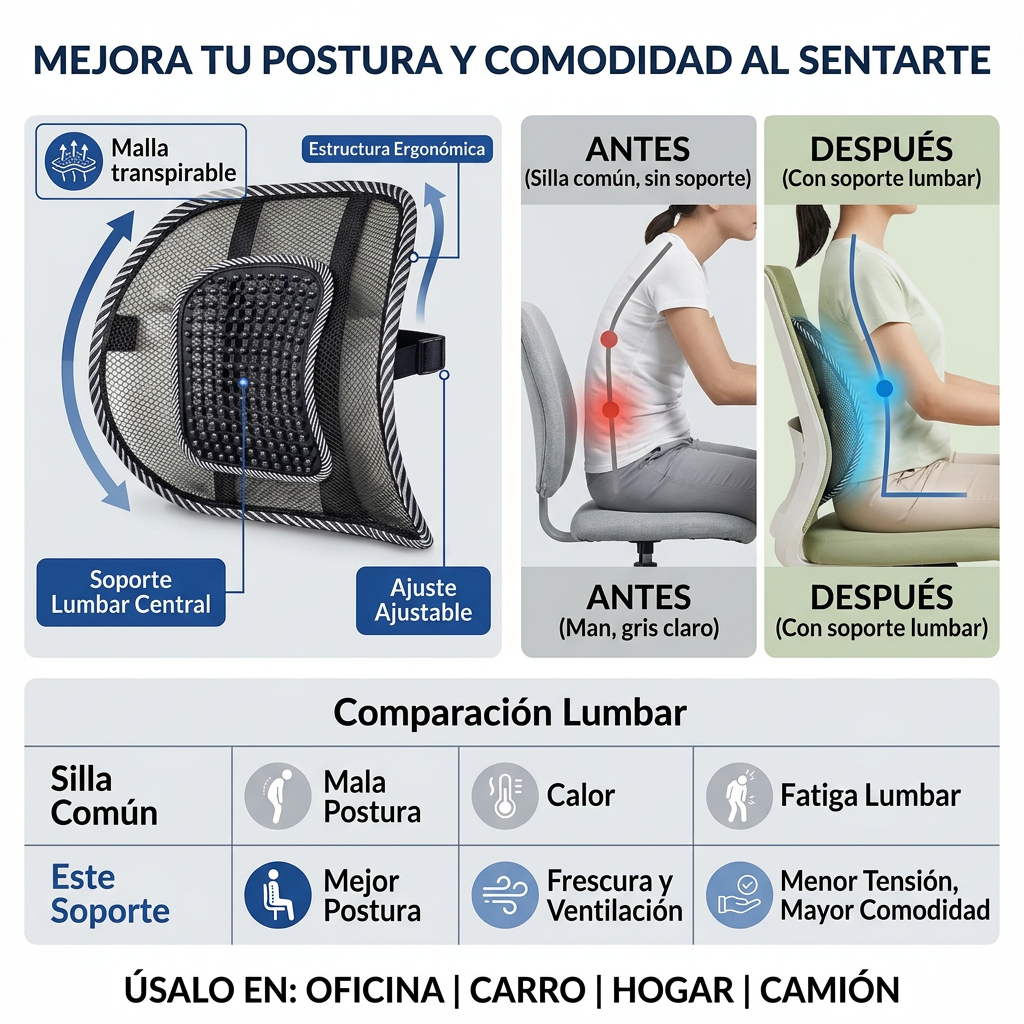 Soporte Lumbar Corrector Postura | Alivio Dolor de Espalda