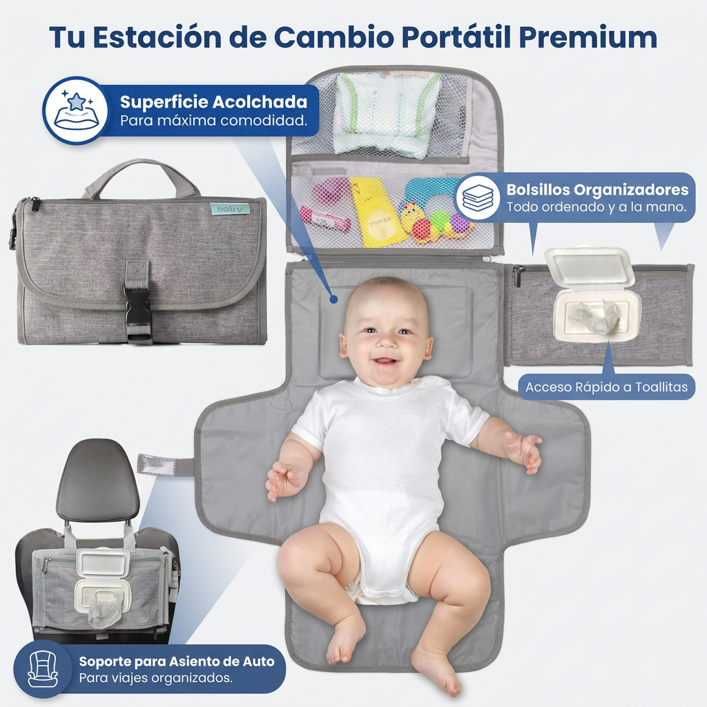 Cambiador Portátil para Bebé | Practicidad en Viajes y Salidas