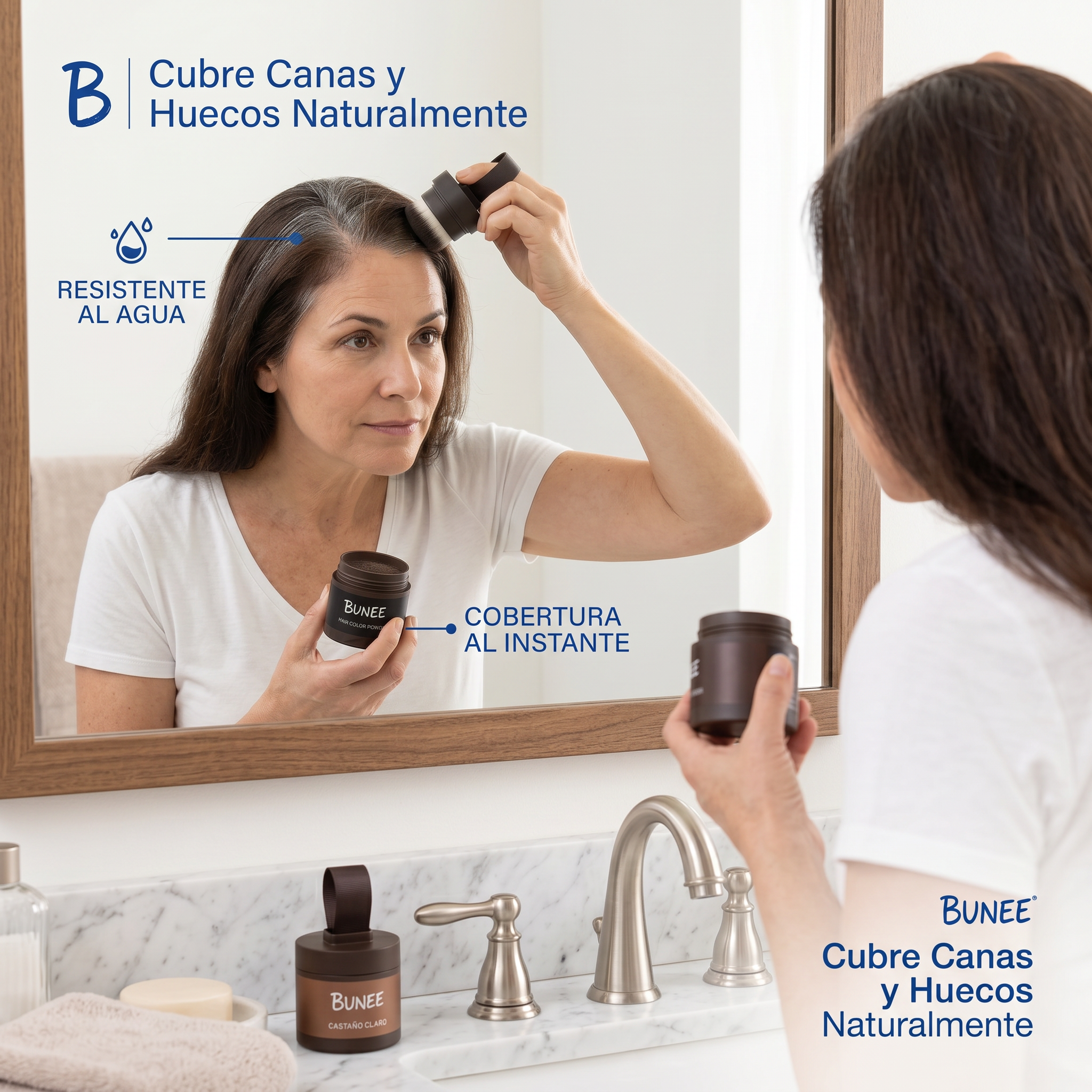 Tapa Canas Capilar Bunee | Cobertura Instant Canas Grises