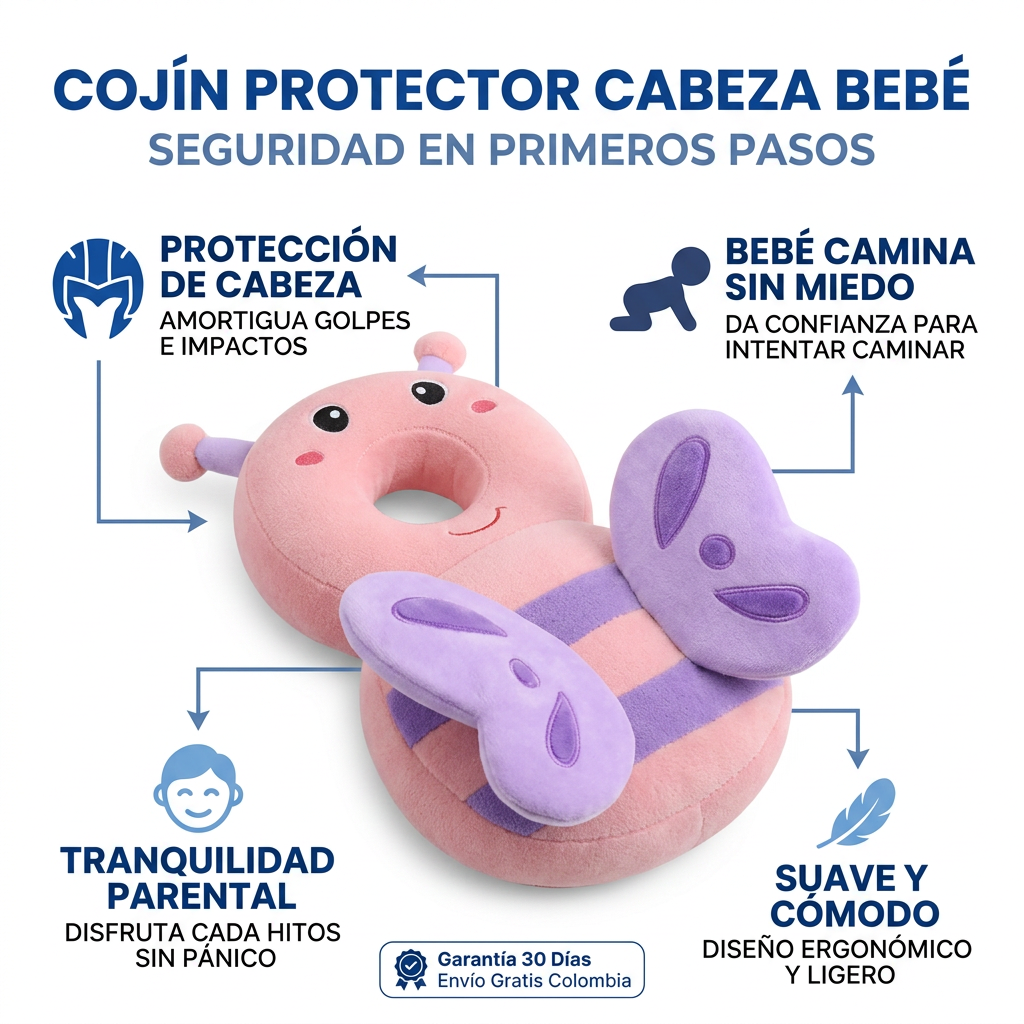 Cojín Protección Cabeza Bebé | Seguridad en Primeros Pasos