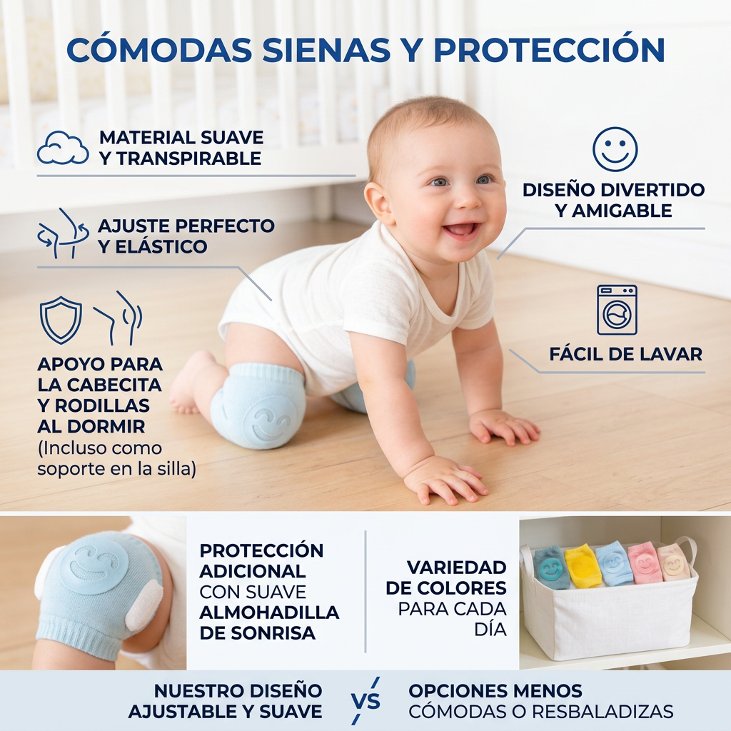 Rodilleras Acolchadas Antideslizantes para Bebé | Protección Gateo