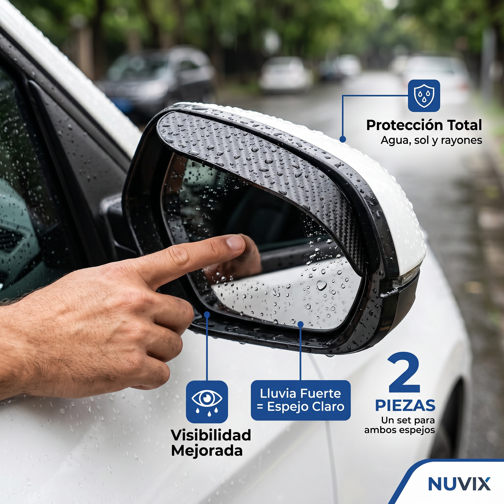 Protector Lluvia Espejos Carro | Visibilidad Clara en Lluvia