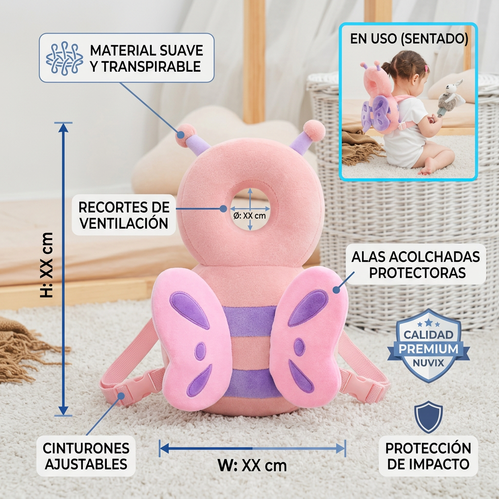 Cojín Protección Cabeza Bebé | Seguridad en Primeros Pasos